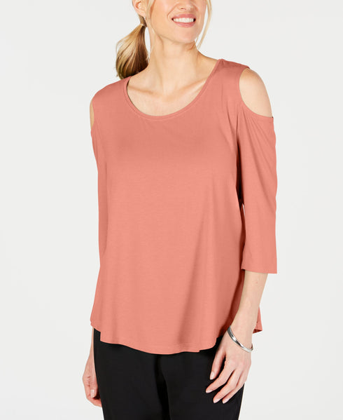 JM Collection Petite Cold Shoulder Top